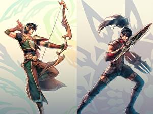 Desktop wallpapers Elves Archers Bow weapon Fantasy