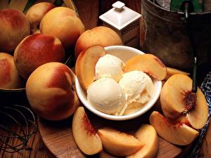 Pictures Ice cream Peaches Food