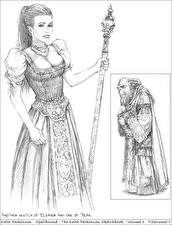 Bakgrundsbilder på skrivbordet Keith Parkinson Målade Magisk Käpp Klänning Fantasy Unga_kvinnor