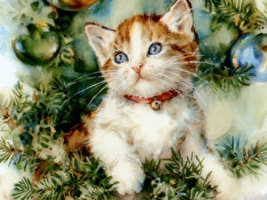 Wallpaper Cat Painting Art Kittens Animals