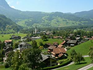 Bureaubladachtergronden Landschapsontwerp Zwitserland Steden