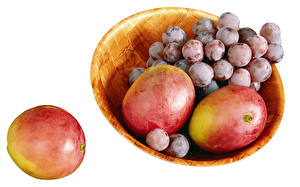 Bakgrunnsbilder Frukt Druer Hvit bakgrunn Mat