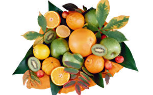 Tapety na pulpit Owoce Pomarańcza owoc Na białym tle Jedzenie