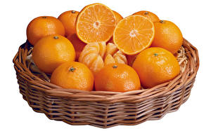Картинки Фрукты Цитрусовые Апельсин Белый фон Еда