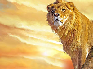 Image Big cats Lion Painting Art animal