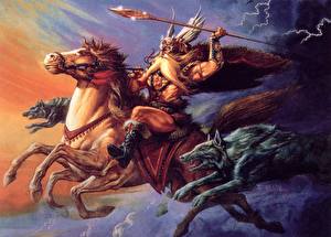 Tapety na pulpit Jeff Easley Konie Wojownicy Mężczyźni Bieg Włocznia Fantasy