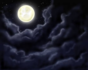Обои Небо Луна Ночью Фантастика