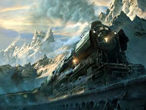 Pictures Trains Mountain Locomotive Fantasy