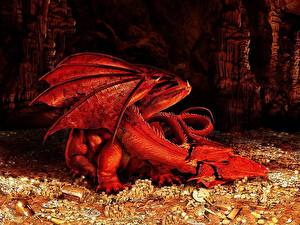 Wallpaper Dragons Red Fantasy