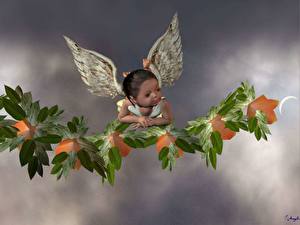 Papel de Parede Desktop Os anjos 3D Gráfica Crianças