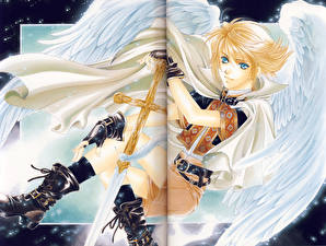 Wallpaper Angels Swords Anime