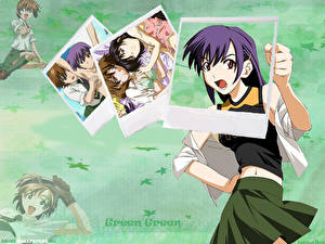 Bakgrundsbilder på skrivbordet Green Green Anime