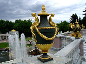 Fotos Skulpturen Sankt Petersburg Springbrunnen  Städte