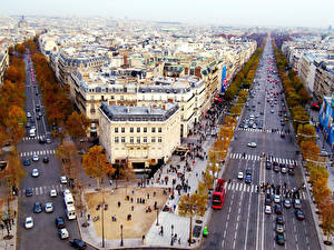 Tapety na pulpit Domy Francja Droga Jesień Paryż Ulica  miasto