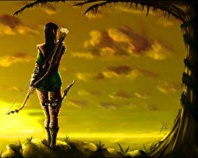 Hintergrundbilder Krieger Bogenschütze Fantasy Mädchens