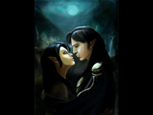Hintergrundbilder Elfen Liebe Paare in der Liebe Fantasy