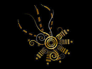 Wallpaper Tracery Plants Black background 3D Graphics