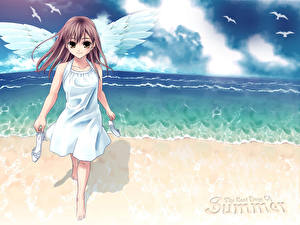 Hintergrundbilder Engel Meer Anime Mädchens