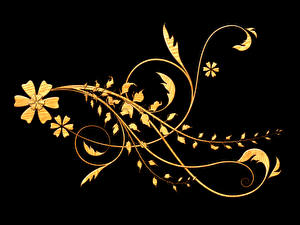 デスクトップの壁紙、、植物、パターン、黒色背景、