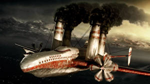 Bilder Flugzeuge Steampunk Fantasy