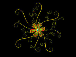 Bilder Pflanzen Ornament Schwarzer Hintergrund 3D-Grafik