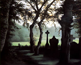 Bureaubladachtergronden Gothic Fantasy Begraafplaats